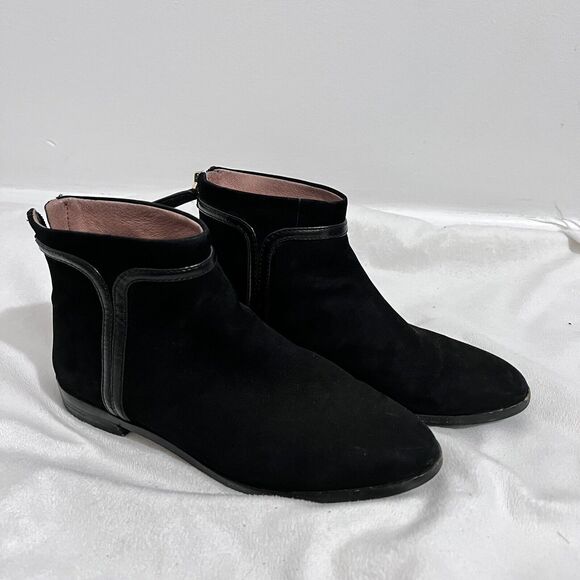Louise Et Cie Black Leather Ankle Boots Size 7 M Modern Minimalist Contemporary - Picture 2 of 10